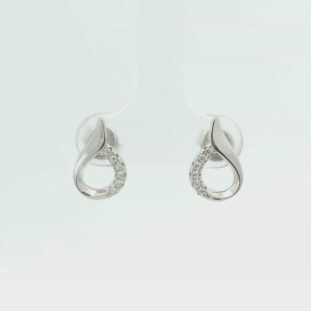 WHITE CUBIC ZIRCONIA STERLING SILVER EARRINGS (TEAR)