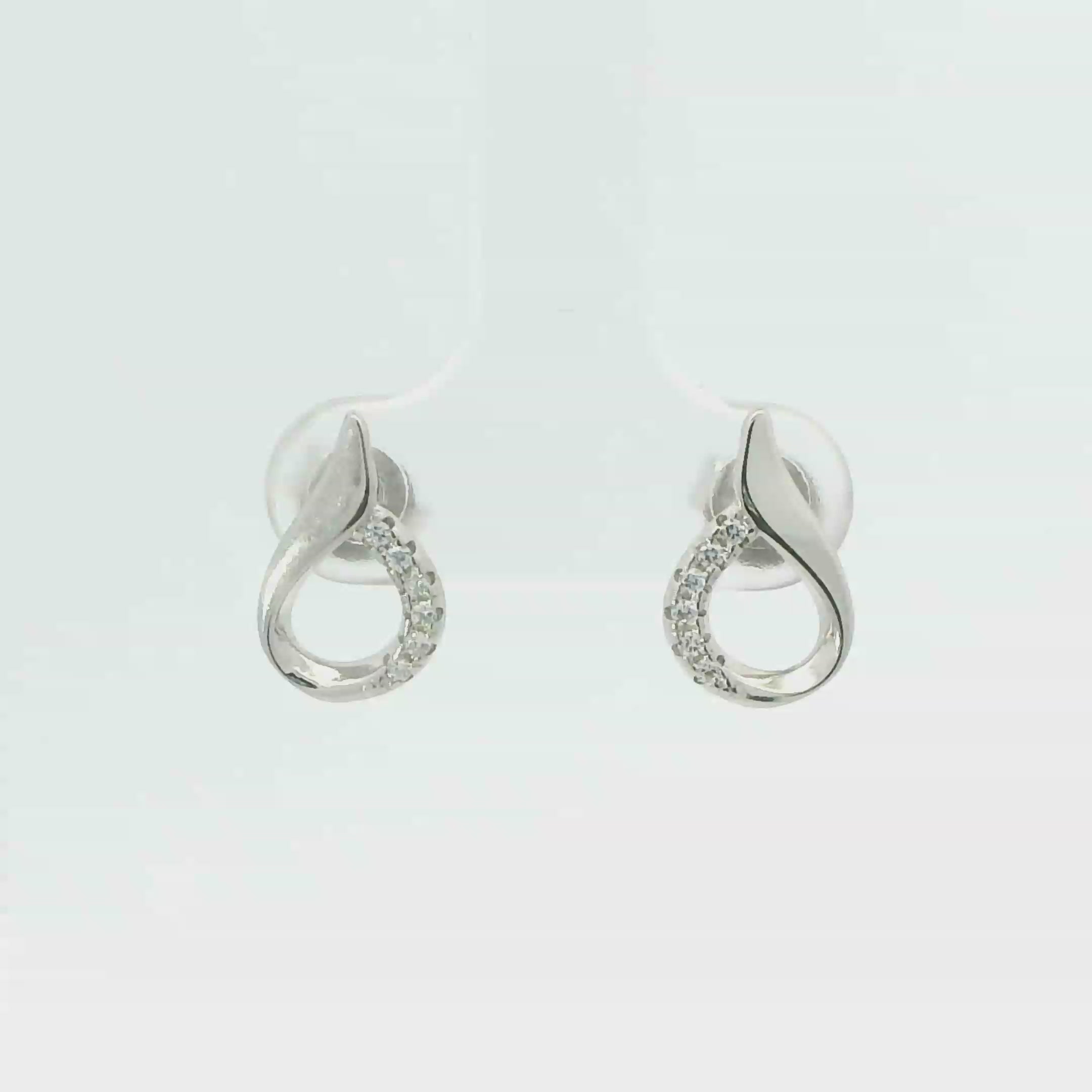 WHITE CUBIC ZIRCONIA STERLING SILVER EARRINGS (TEAR)