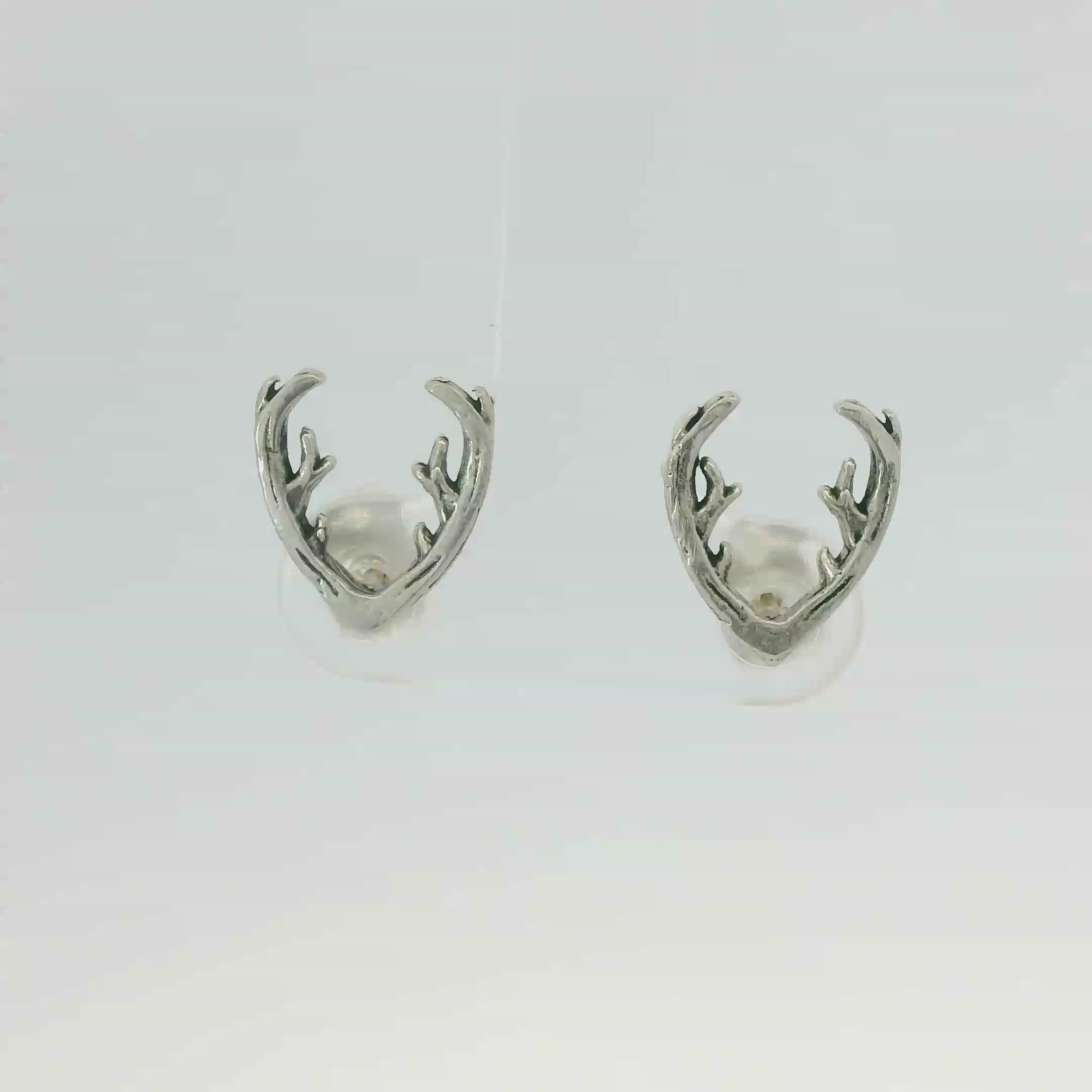 DEER ANTLERS STERLING SILVER EARRINGS