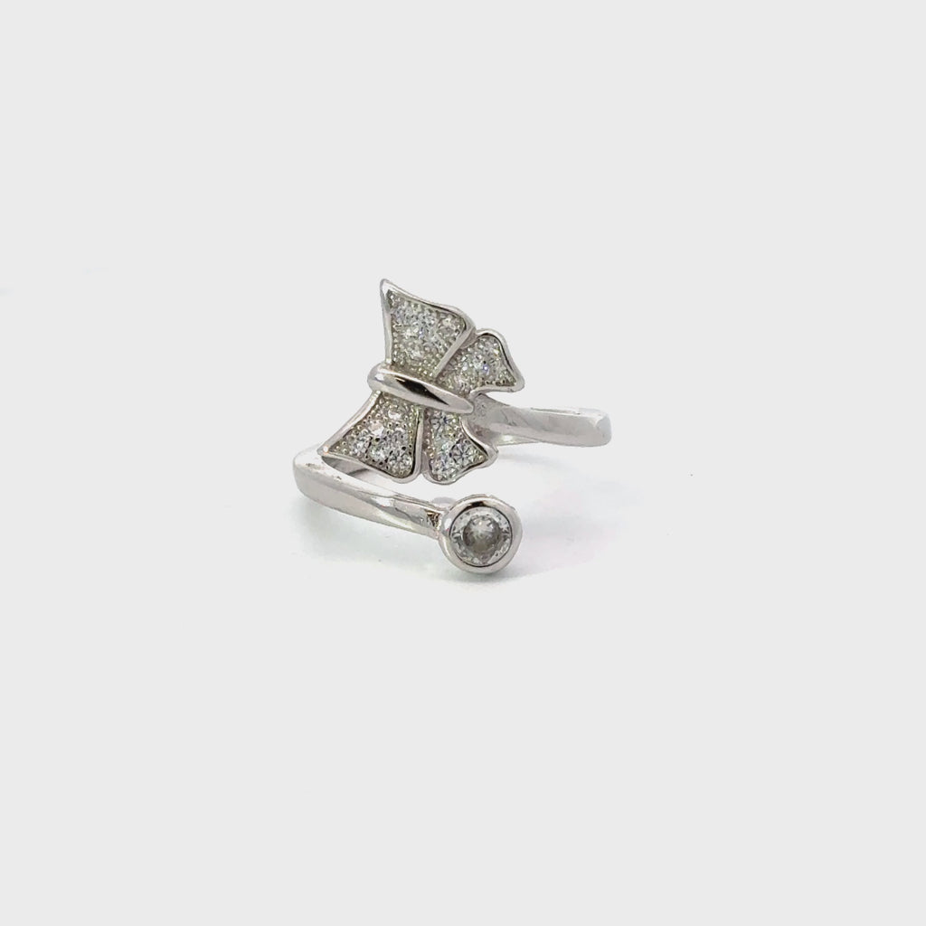 BUTTERFLY  WHITE CUBIC ZIRCONIA STERLING SILVER RING