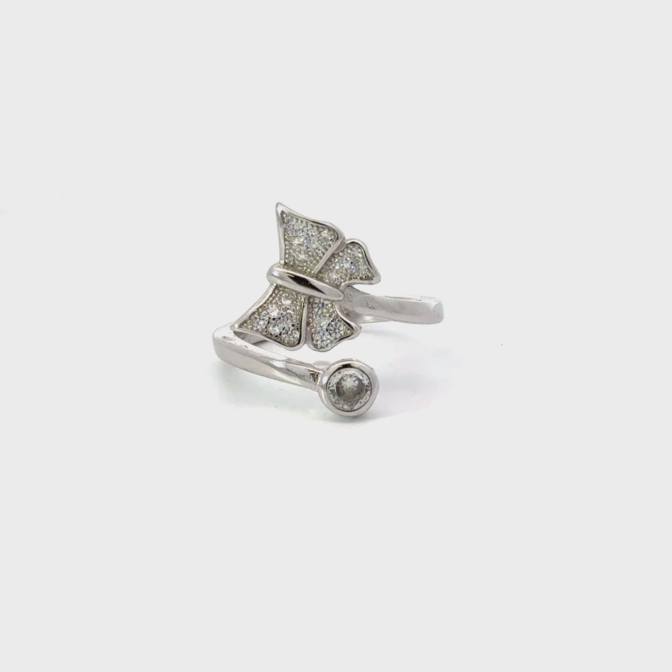 BUTTERFLY  WHITE CUBIC ZIRCONIA STERLING SILVER RING