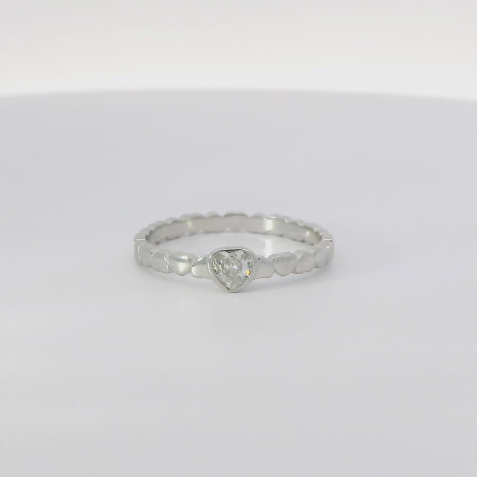 Sterling Silver ring with Cubic Zirconia heart ring