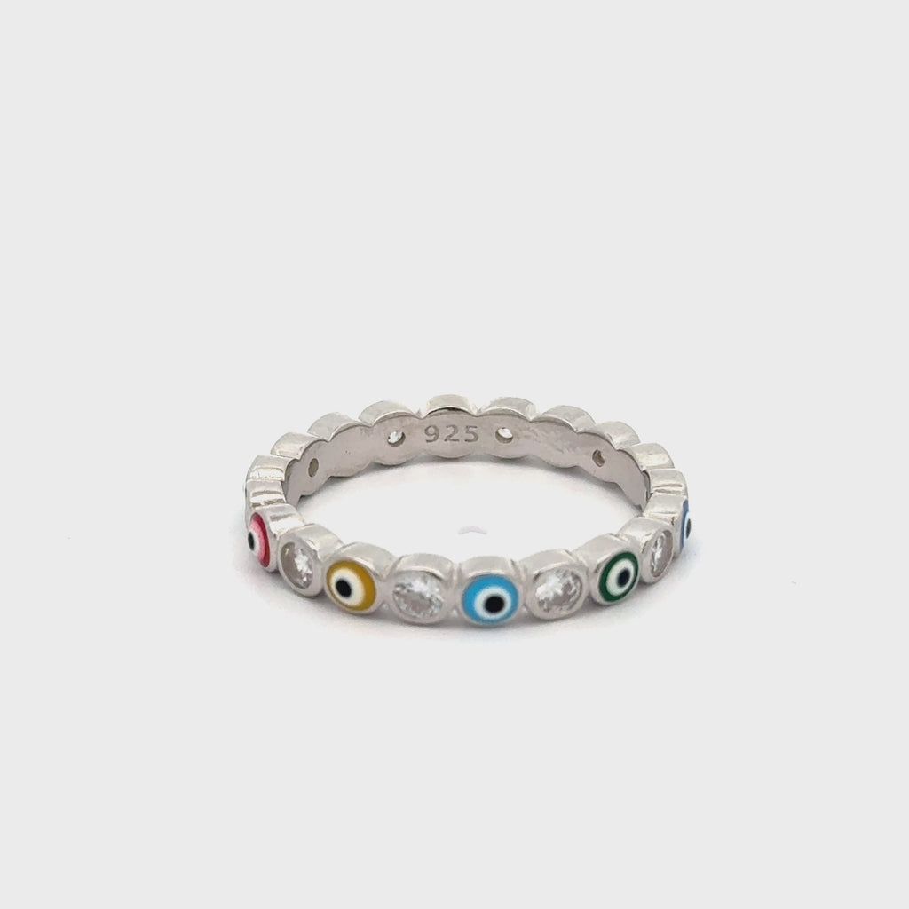 MULTICOLORED EVIL EYE RING