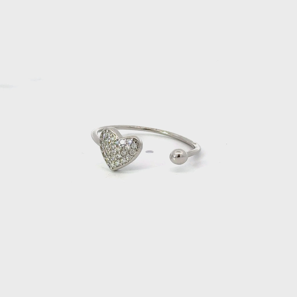 WHITE CUBIC ZIRCONIA STERLING SILVER RING (HEART)