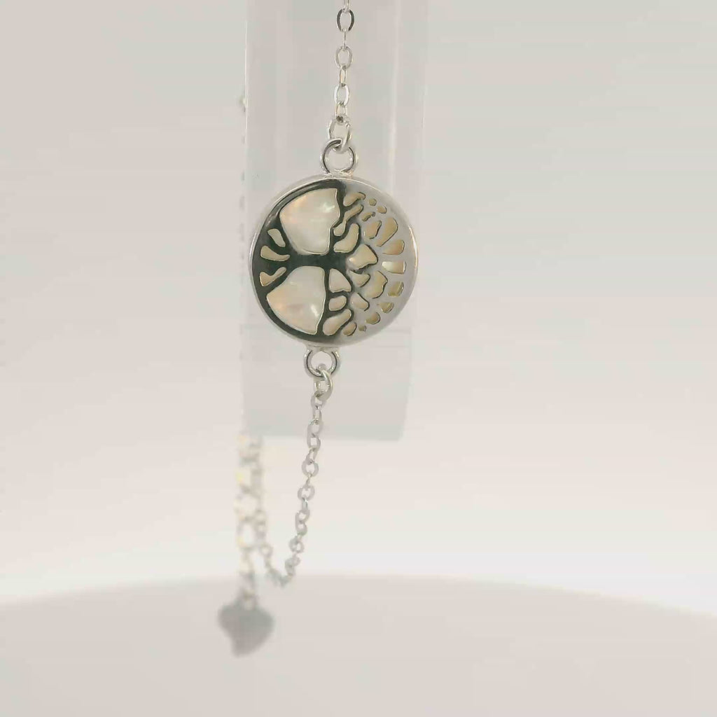 CUBIC ZIRCONIA STERLING SILVER BRACELET (TREE OF LIFE)