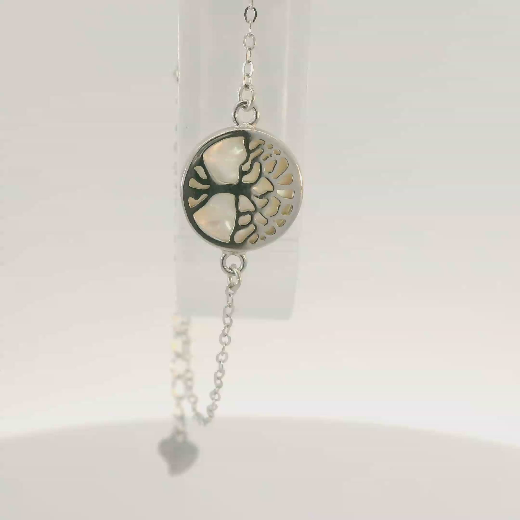 CUBIC ZIRCONIA STERLING SILVER BRACELET (TREE OF LIFE)