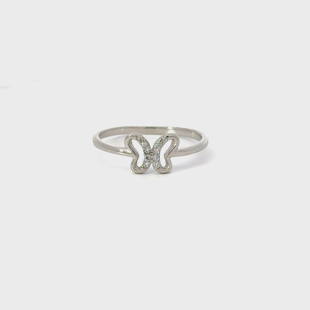 BUTTERFLY WHITE CUBIC ZIRCONIA STERLING SILVER RING