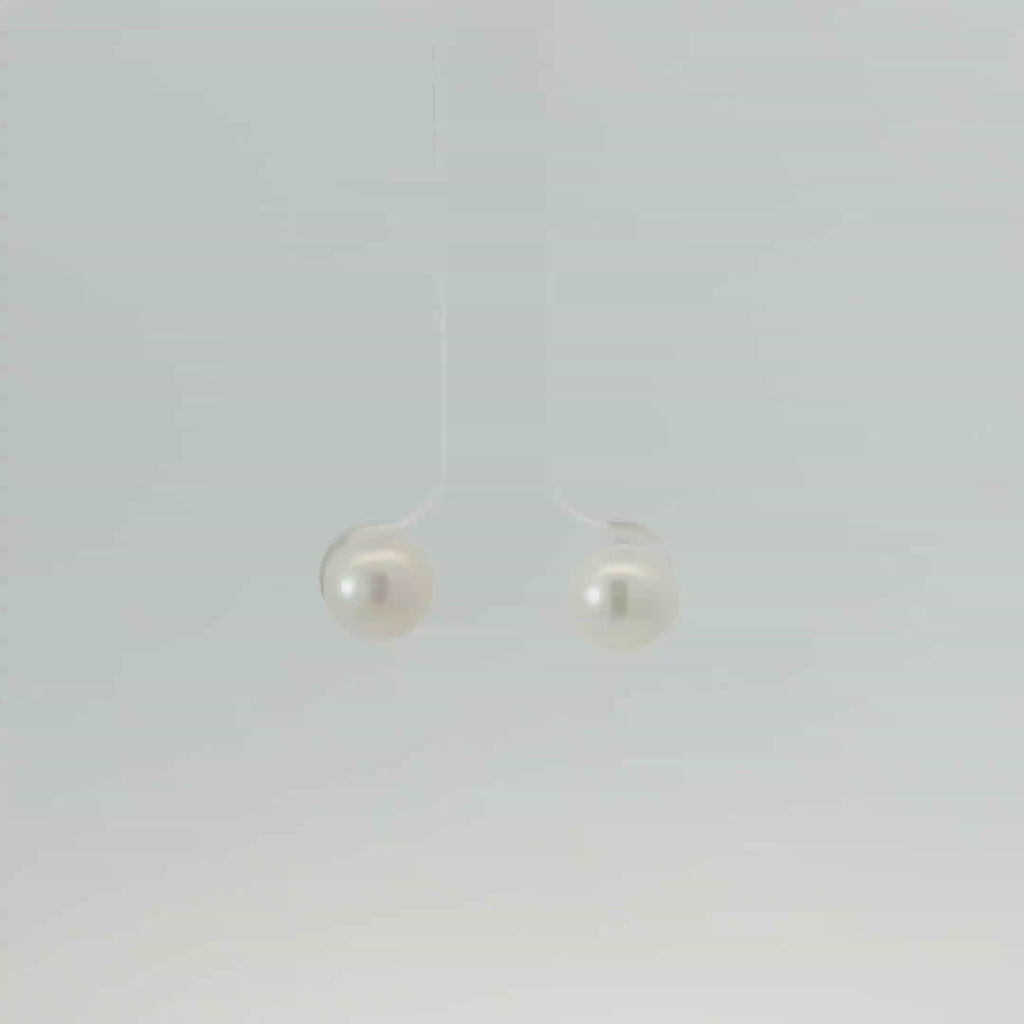 STERLING SILVER PEARL EARRINGS (ROUND)
