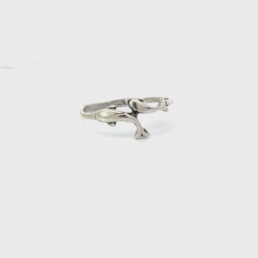 Sterling silver dolphin ring