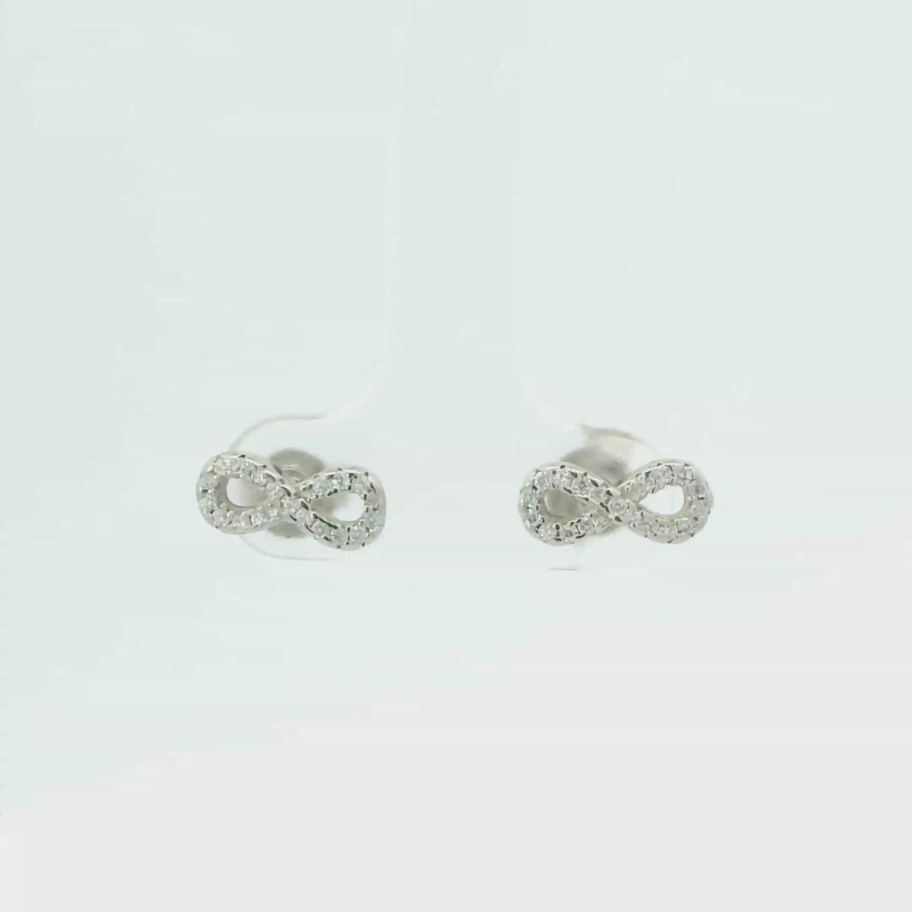 WHITE CUBIC ZIRCONIA STERLING SILVER EARRINGS (INFINITY)