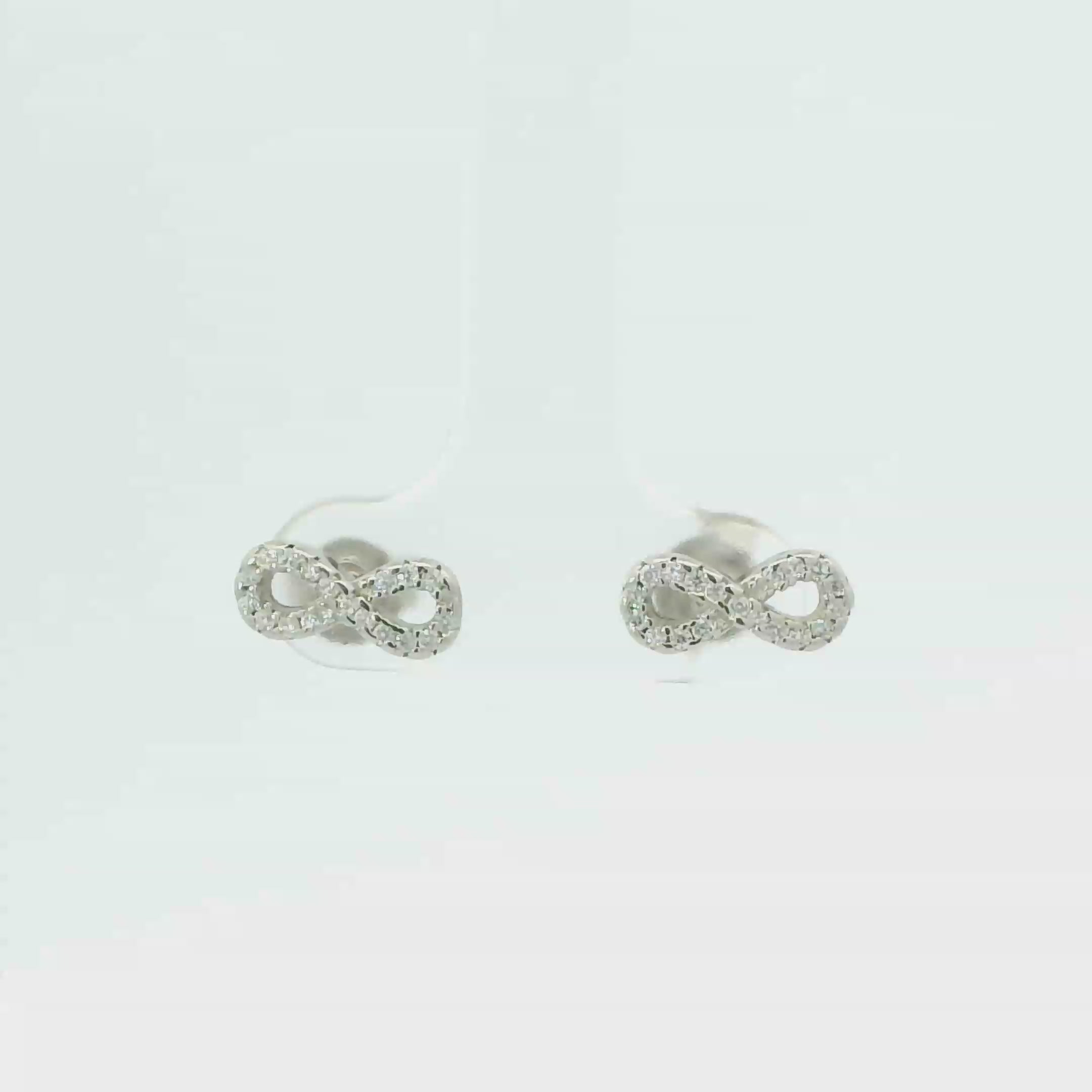 WHITE CUBIC ZIRCONIA STERLING SILVER EARRINGS (INFINITY)