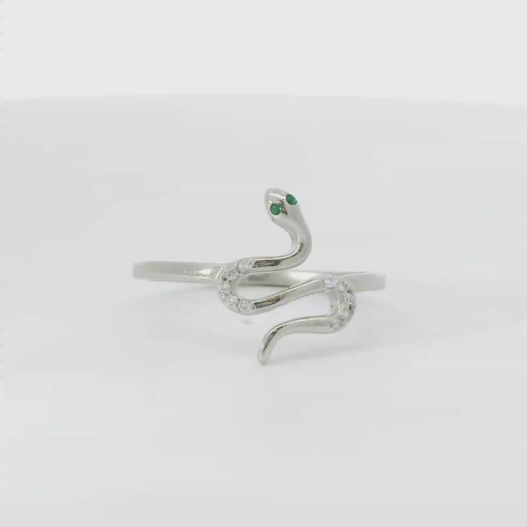 Sterling silver ring with cubic zirconia (Snake)