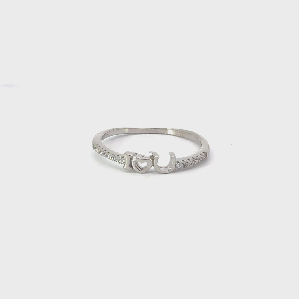 (I LOVE U) WHITE CUBIC ZIRCONIA STERLING SILVER RING