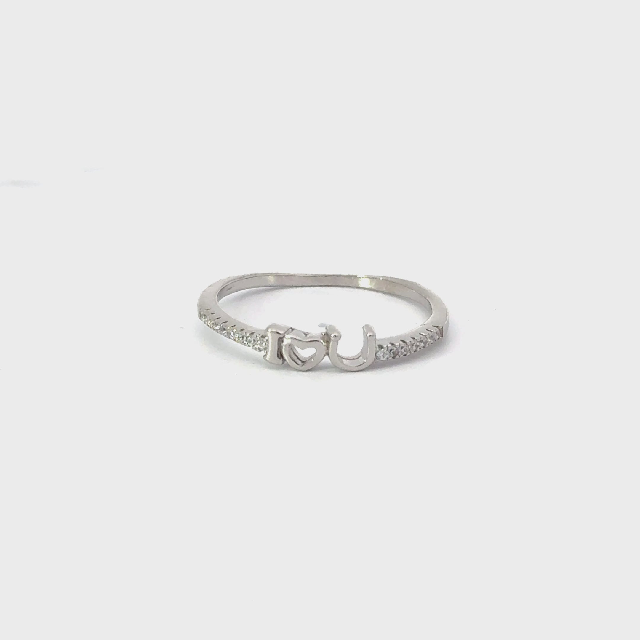 (I LOVE U) WHITE CUBIC ZIRCONIA STERLING SILVER RING
