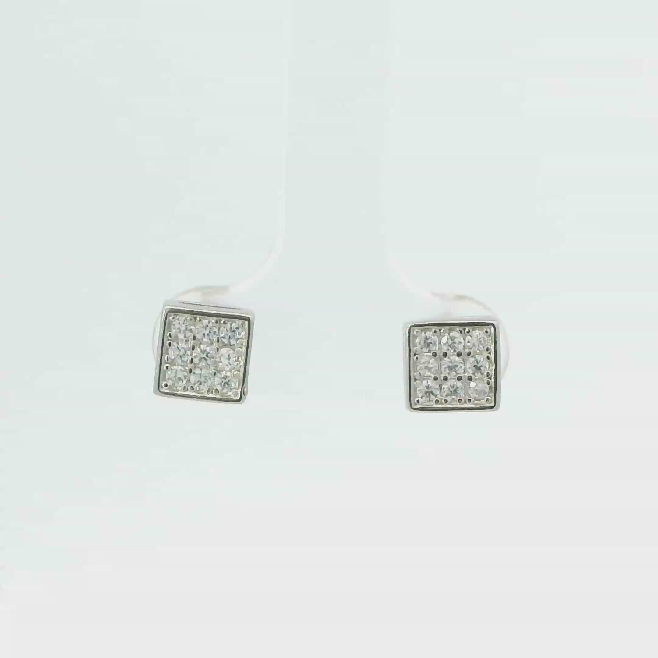 WHITE CUBIC ZIRCONIA STERLING SILVER EARRINGS (PRINCESS)