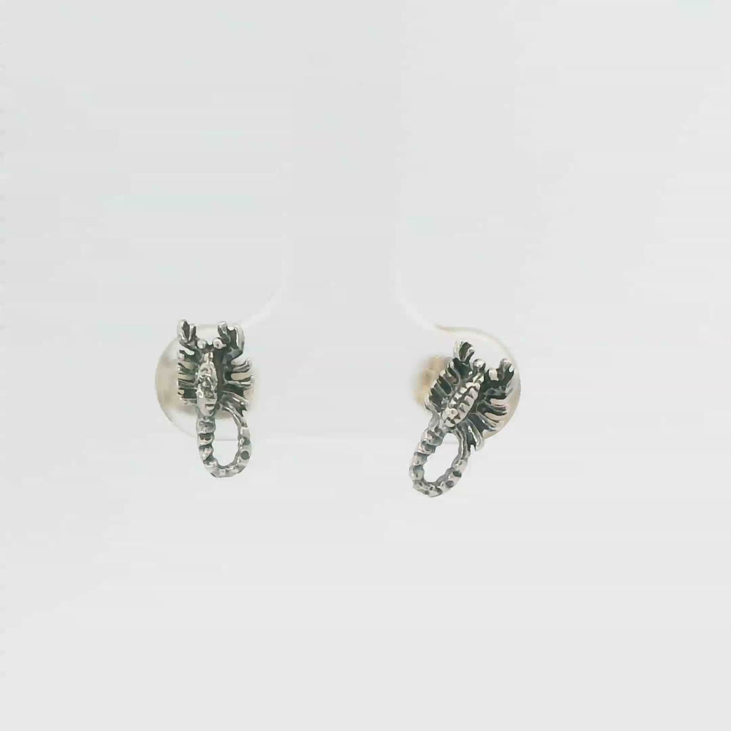 TINY SCORPION STERLING SILVER EARRINGS