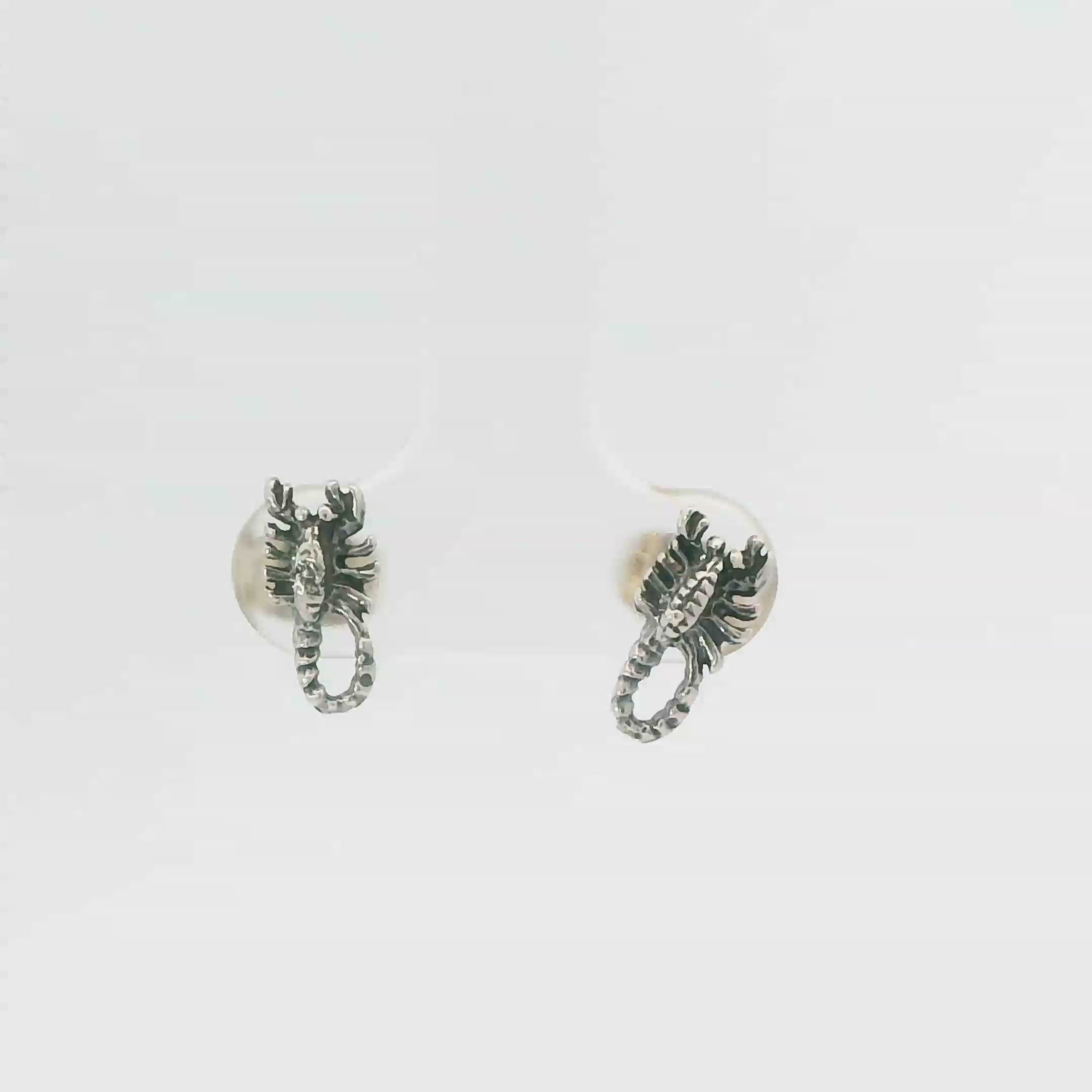 TINY SCORPION STERLING SILVER EARRINGS