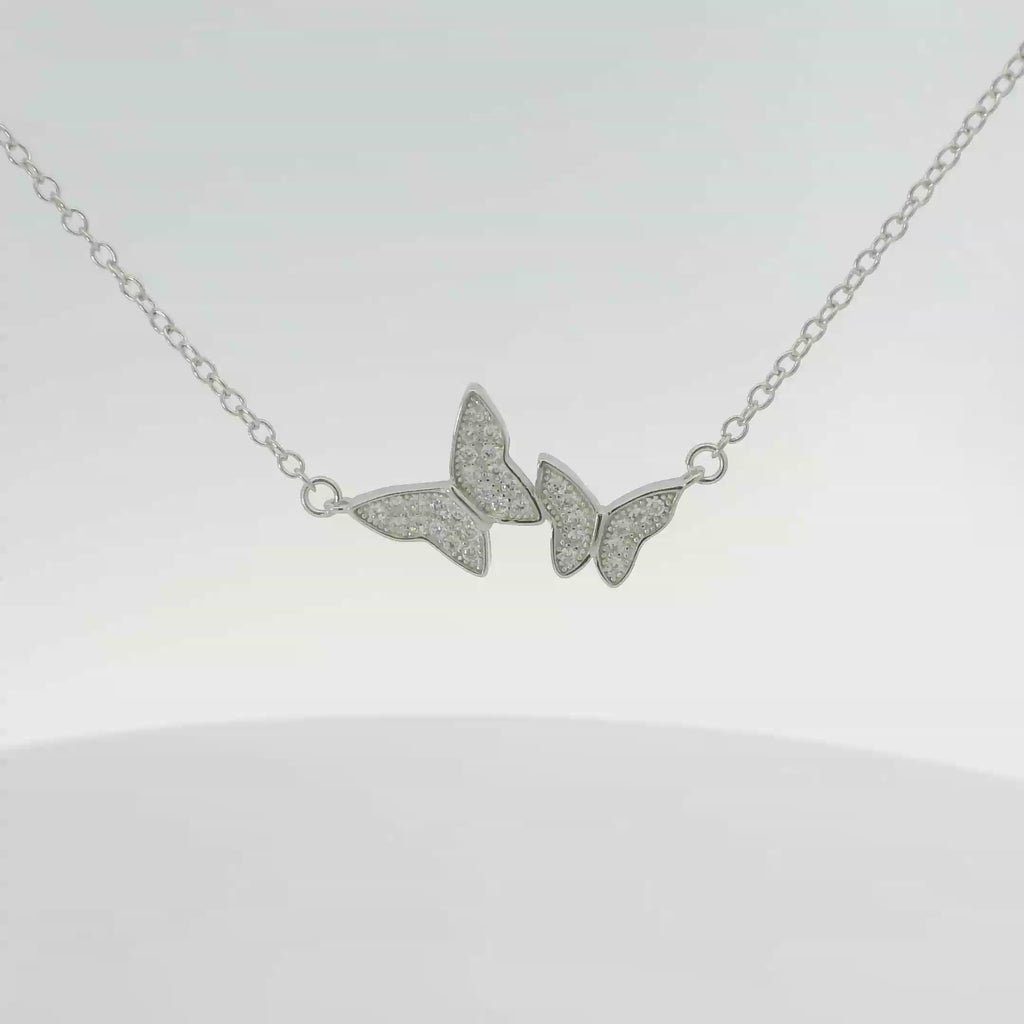 CUBIC ZIRCONIA STERLING SILVER NECKLACE (BUTTERFLY)