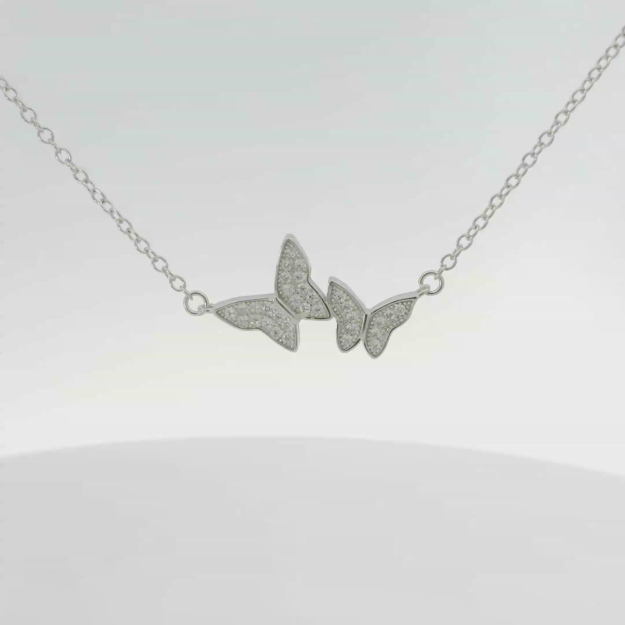 CUBIC ZIRCONIA STERLING SILVER NECKLACE (BUTTERFLY)