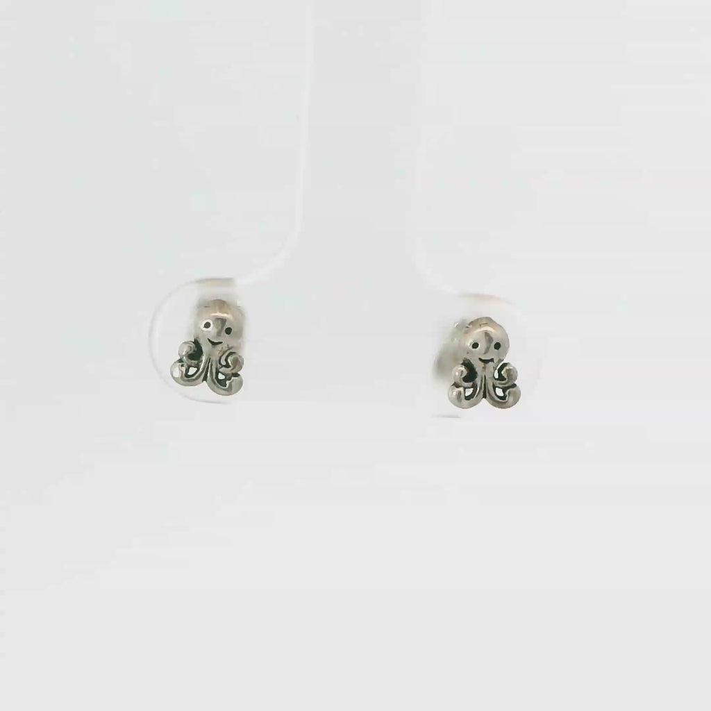 TINY OCTOPUS STERLING SILVER EARRINGS