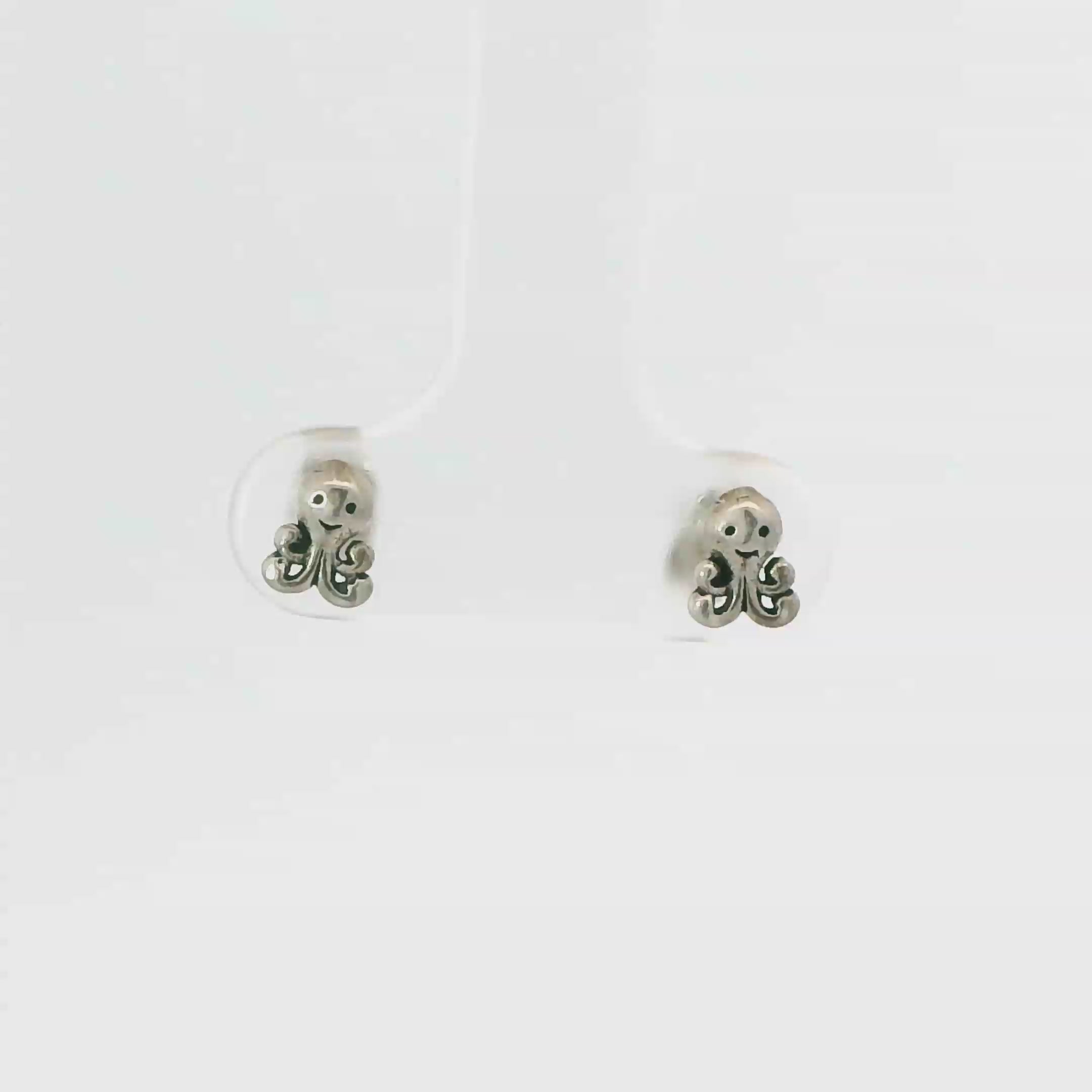 TINY OCTOPUS STERLING SILVER EARRINGS