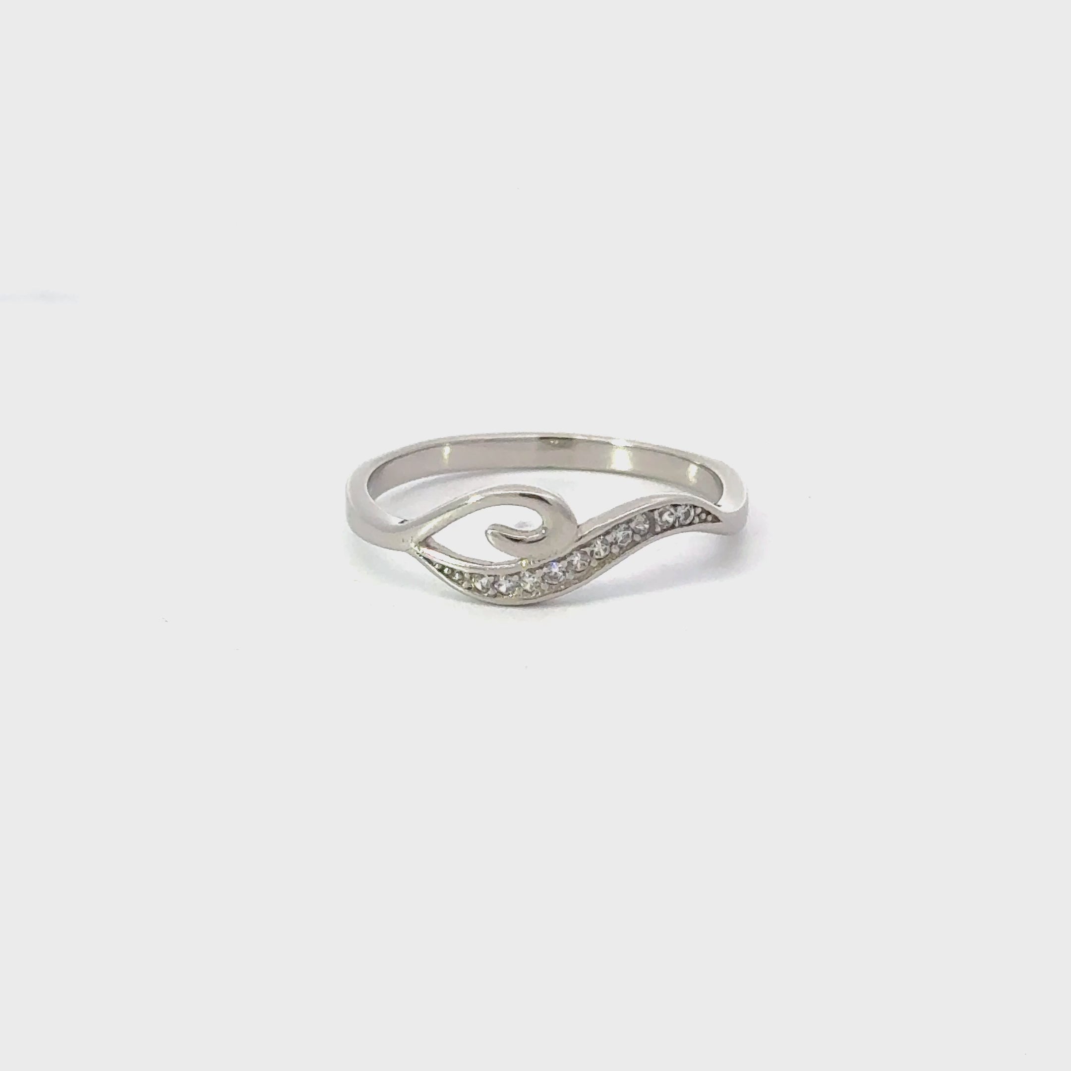 WHITE CUBIC ZIRCONIA STERLING SILVER RING (WAVE)