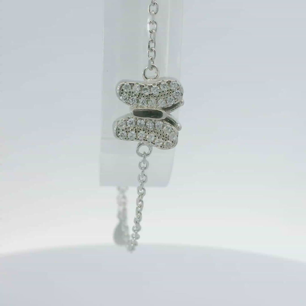 CUBIC ZIRCONIA STERLING SILVER BRACELET (BUTTERFLY)