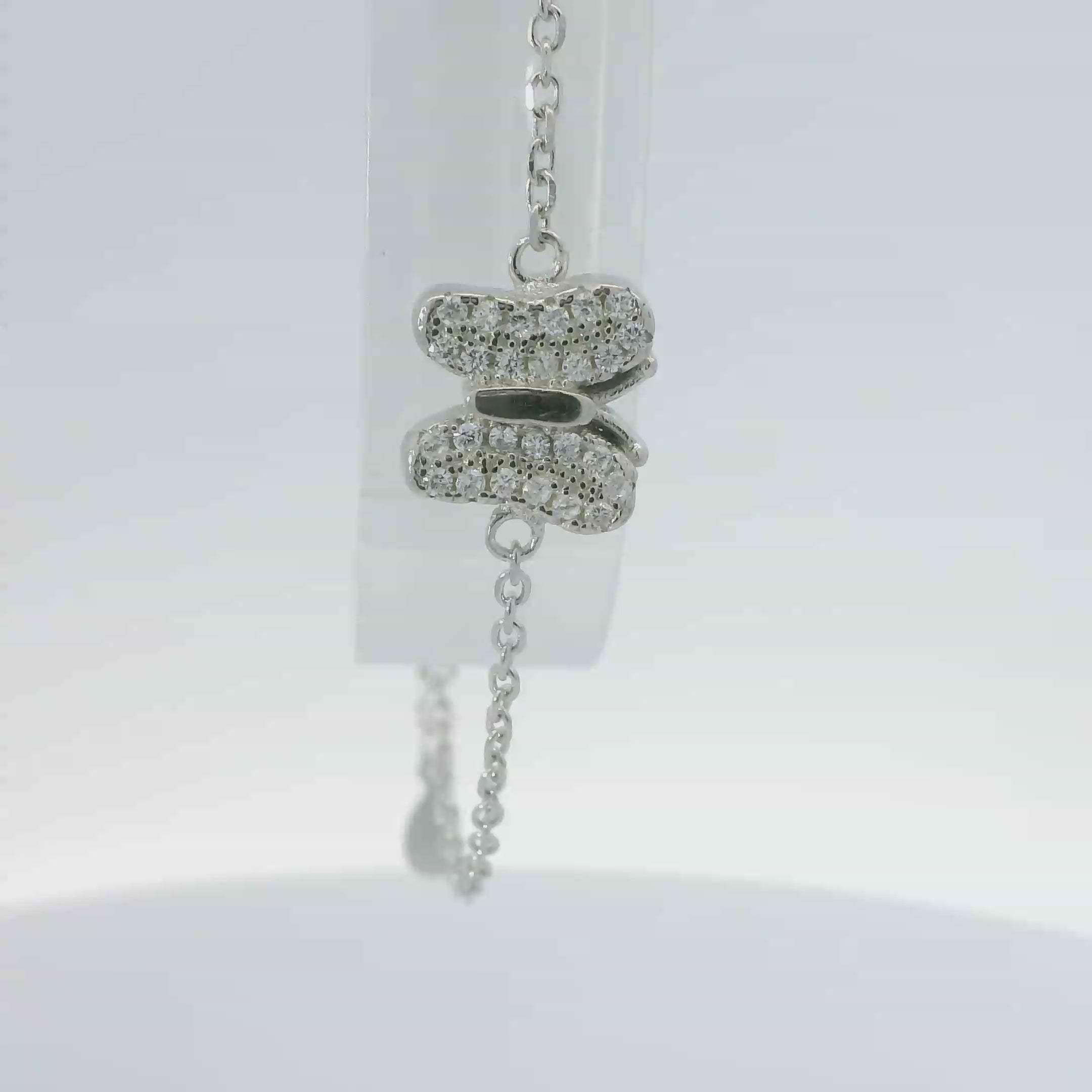 CUBIC ZIRCONIA STERLING SILVER BRACELET (BUTTERFLY)