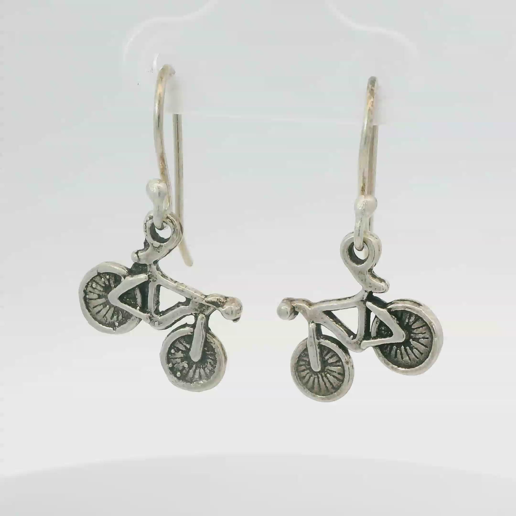 BICYCLE DANGLE STERLING SILVER EARRINGS