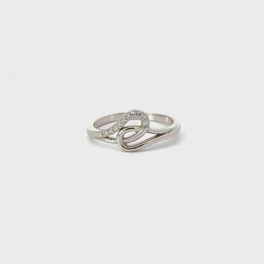 WHITE CUBIC ZIRCONIA STERLING SILVER RING (WAVE)
