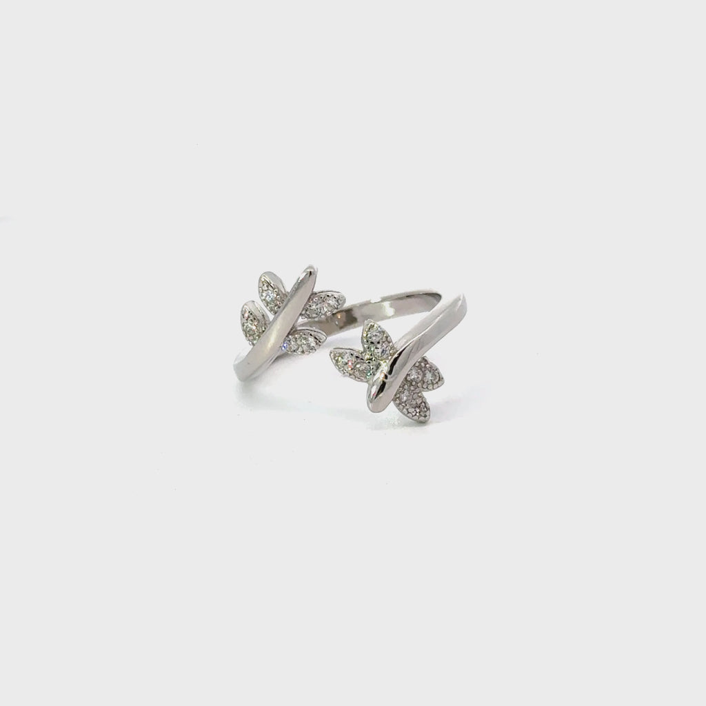 WHITE CUBIC ZIRCONIA DRAGONFLY STERLING SILVER RING