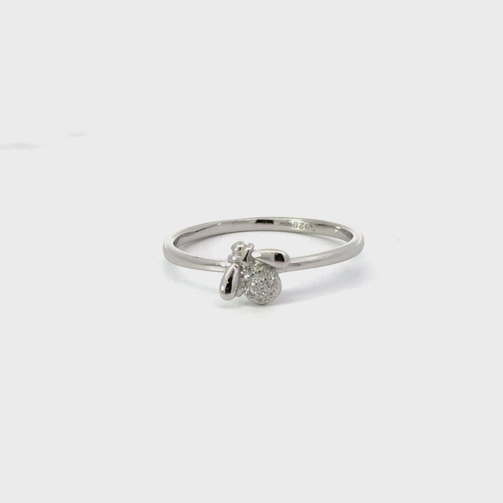WHITE CUBIC ZIRCONIA STERLING SILVER RING (BEE)