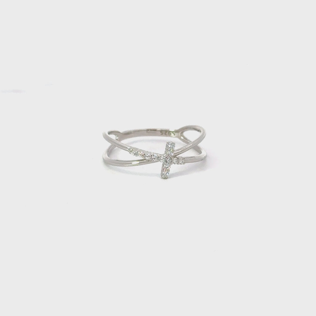 INFINITY CROSS CUBIC ZIRCONIA STERLING SILVER RING