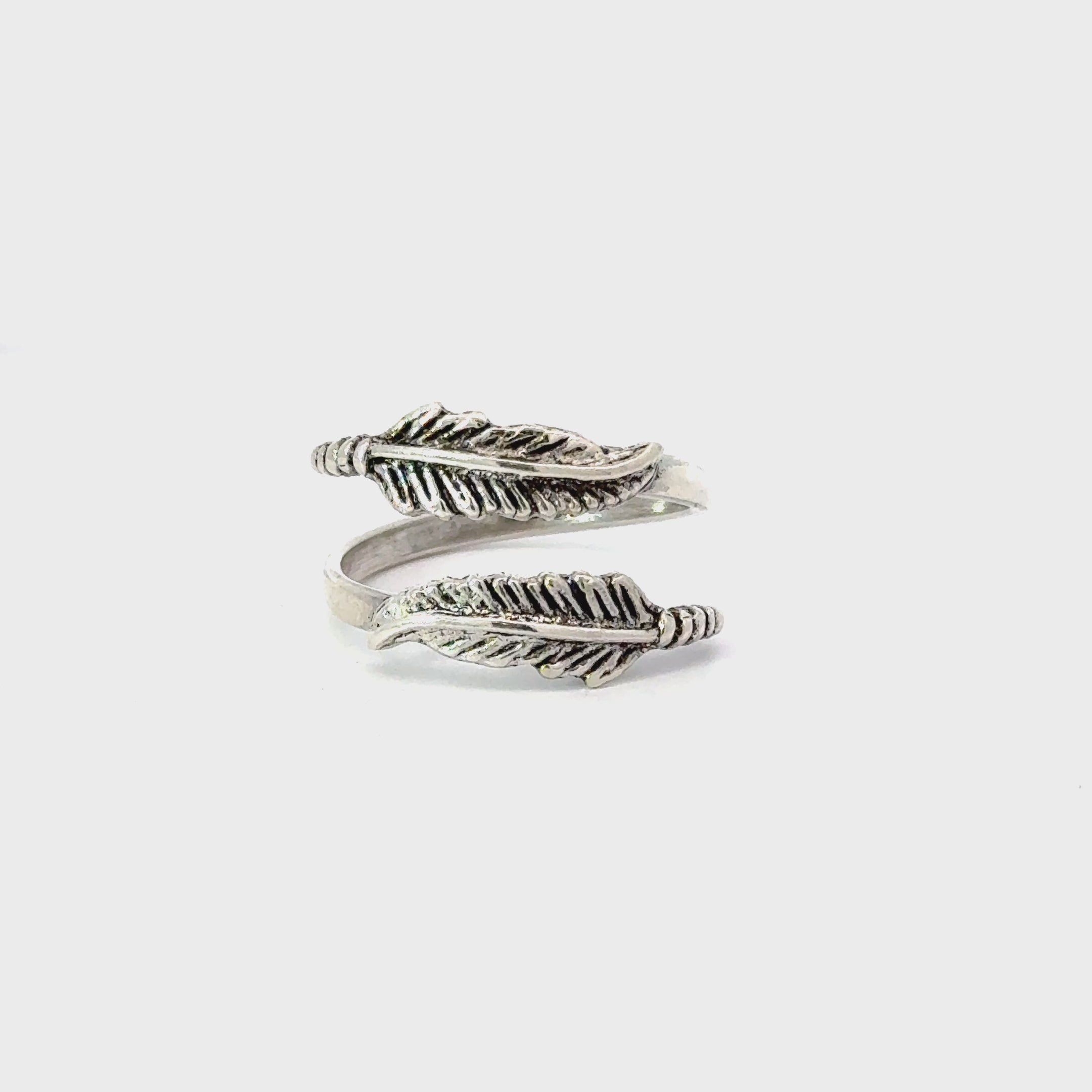 Sterling silver double feather ring