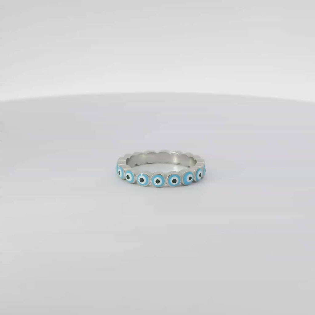 Light Blue Evil Eye Ring