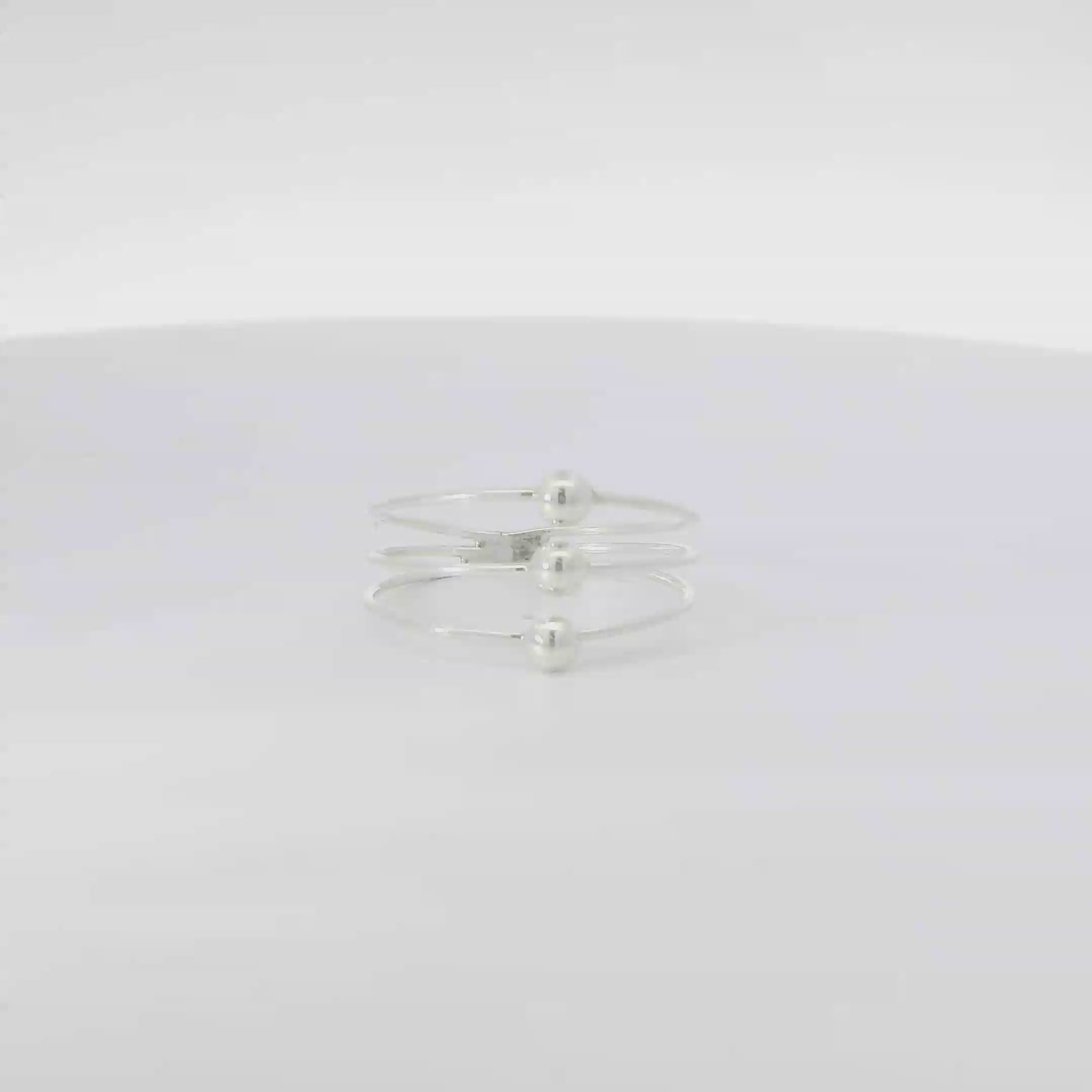 Sterling Silver ring Triple Band with balls