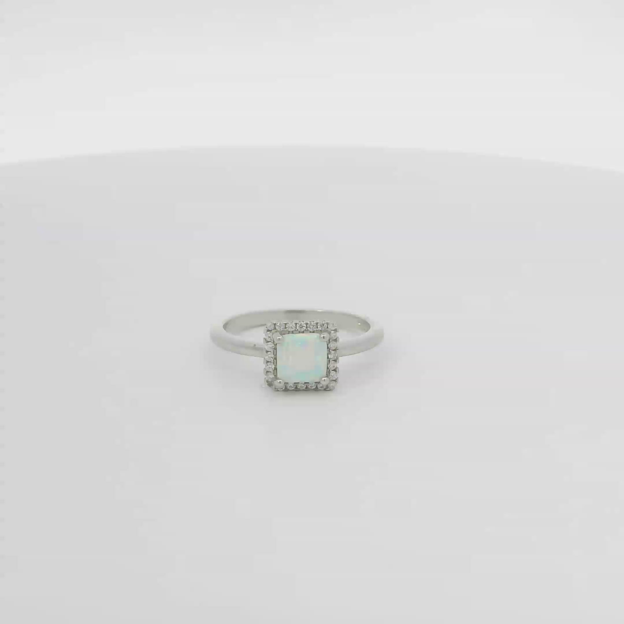 White Lab Opal Sterling Silver Ring