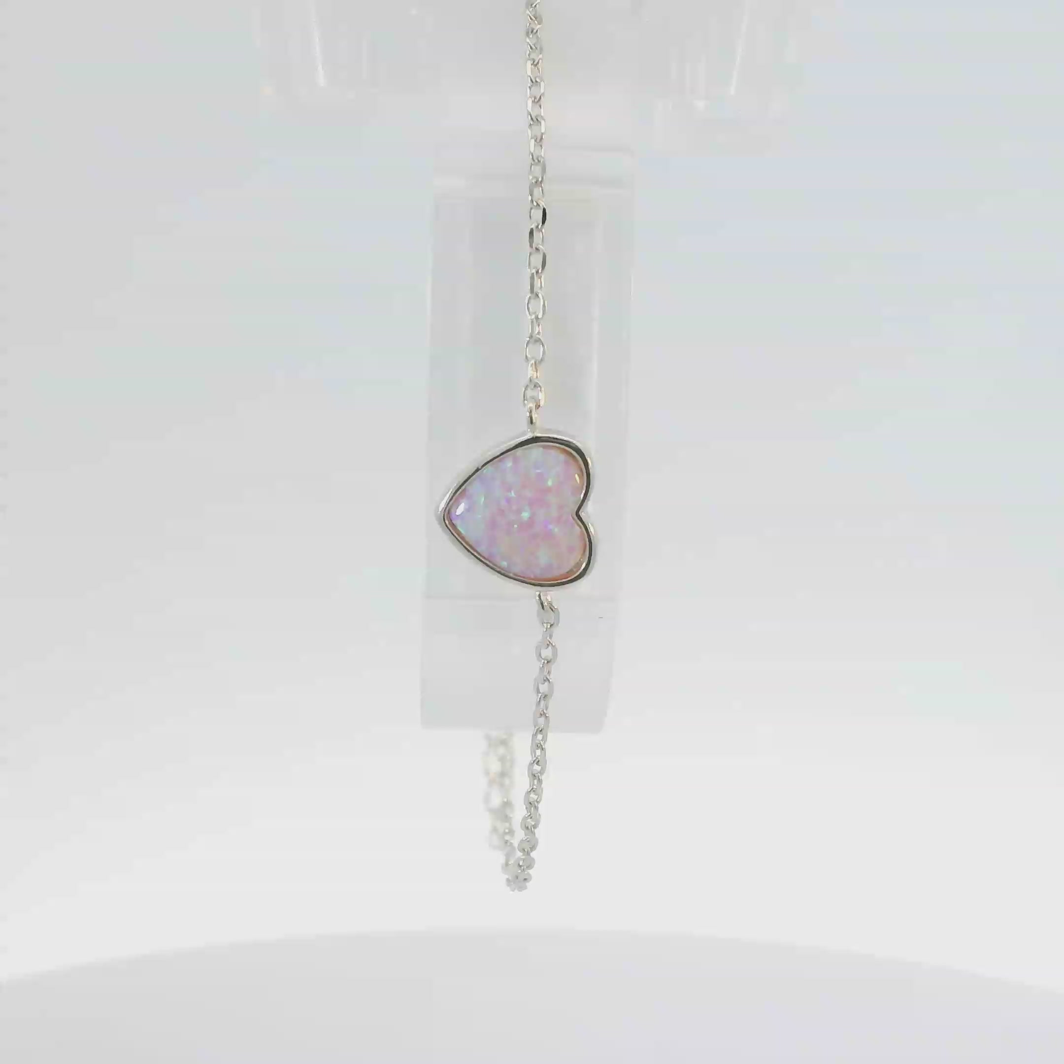 Sterling silver lab opal bracelet (Heart)