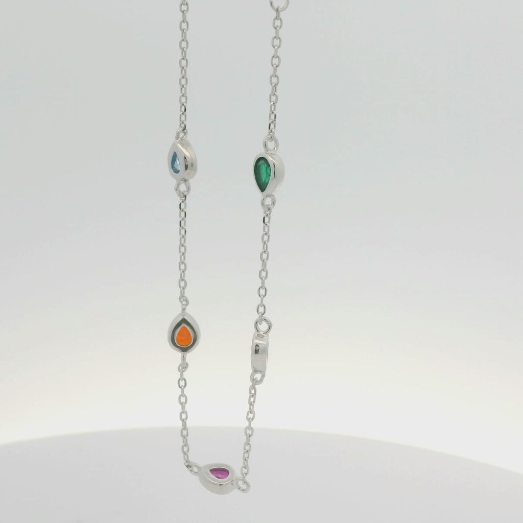 RAINBOW PEAR STERLING SILVER CZ BRACELET