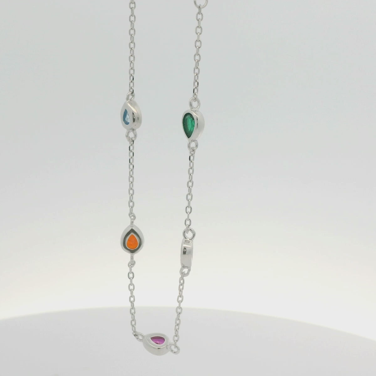 RAINBOW PEAR STERLING SILVER CZ BRACELET