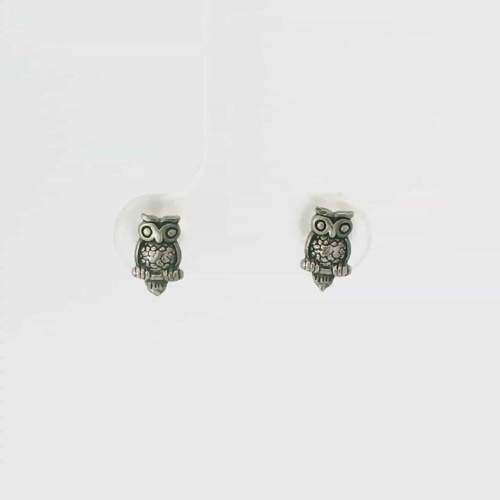 TINY OWL STERLING SILVER EARRINGS