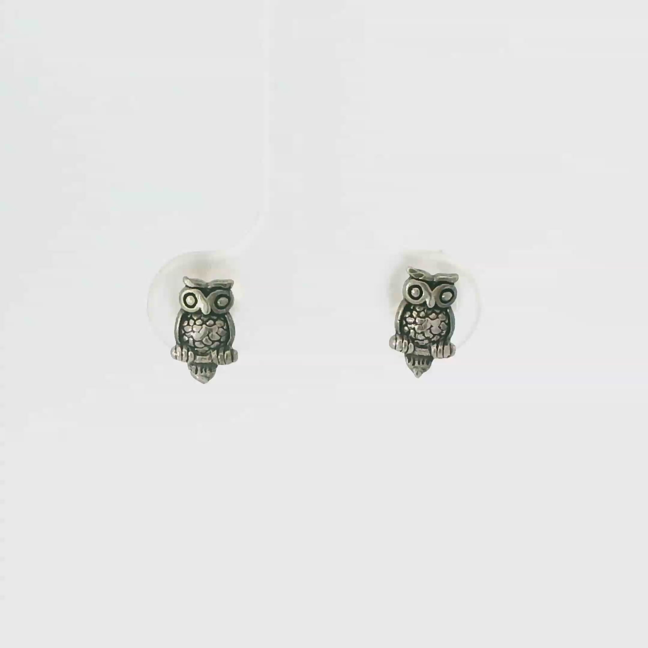 TINY OWL STERLING SILVER EARRINGS