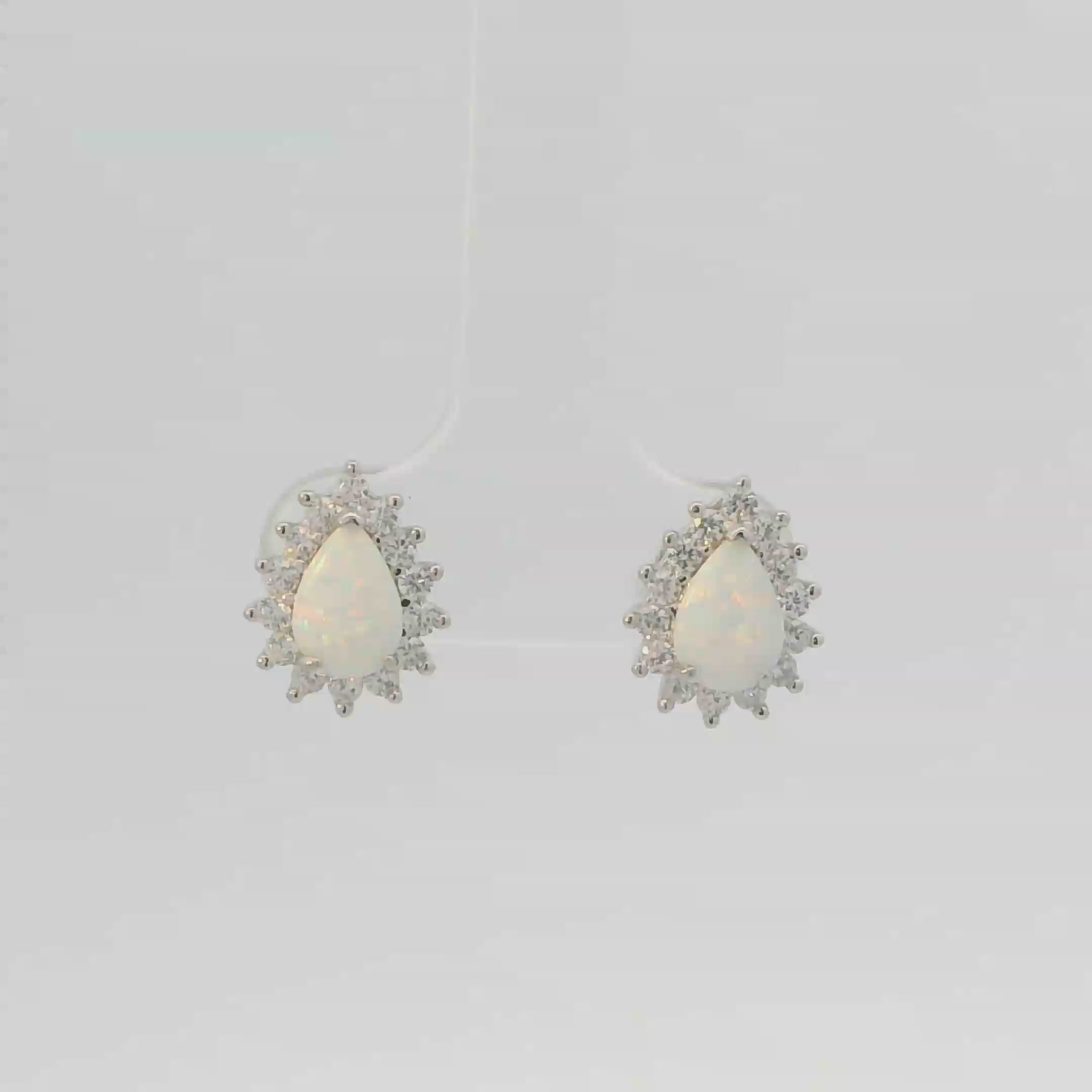 WHITE LAB OPAL STERLING SILVER EARRINGS (PEAR)