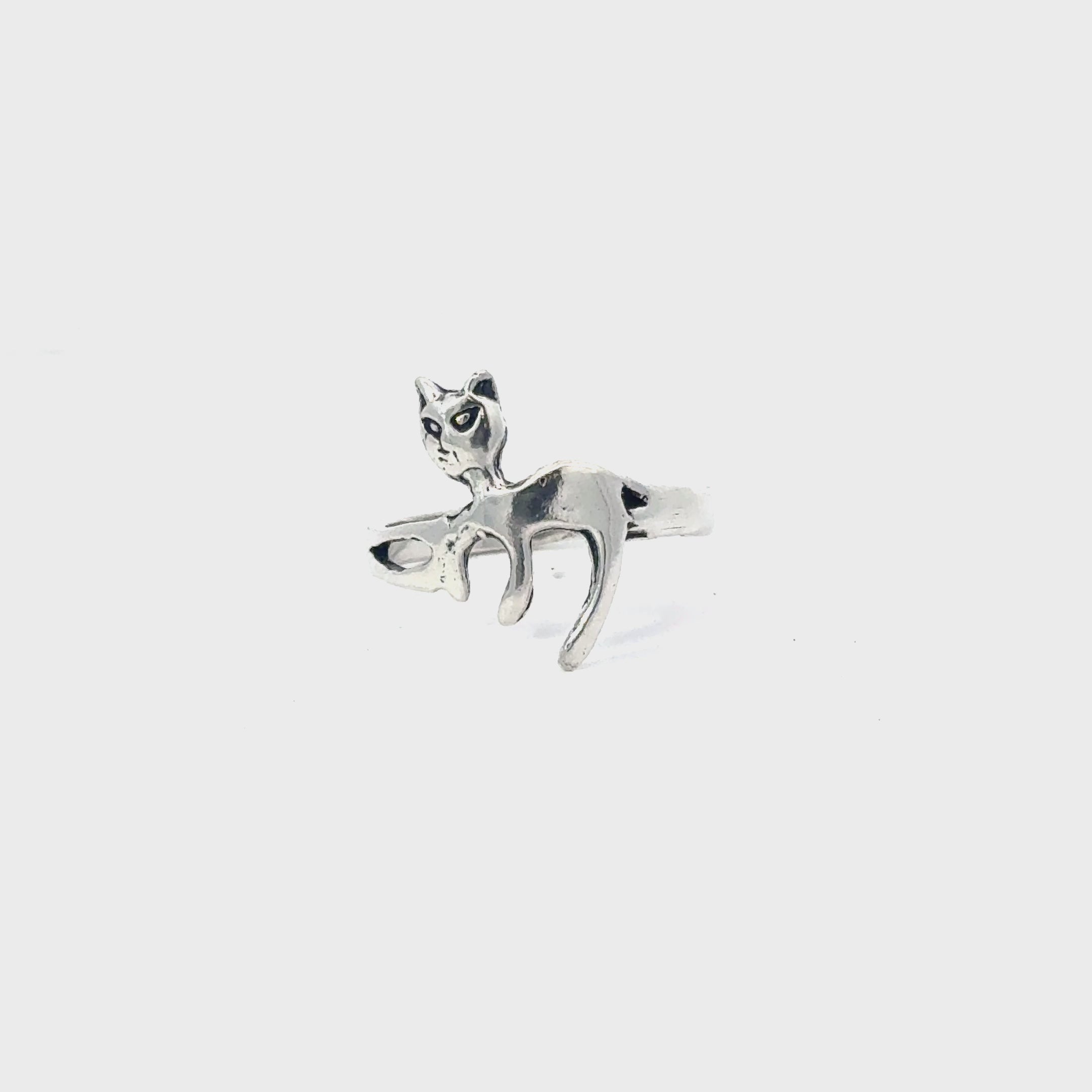 Sterling silver cat ring