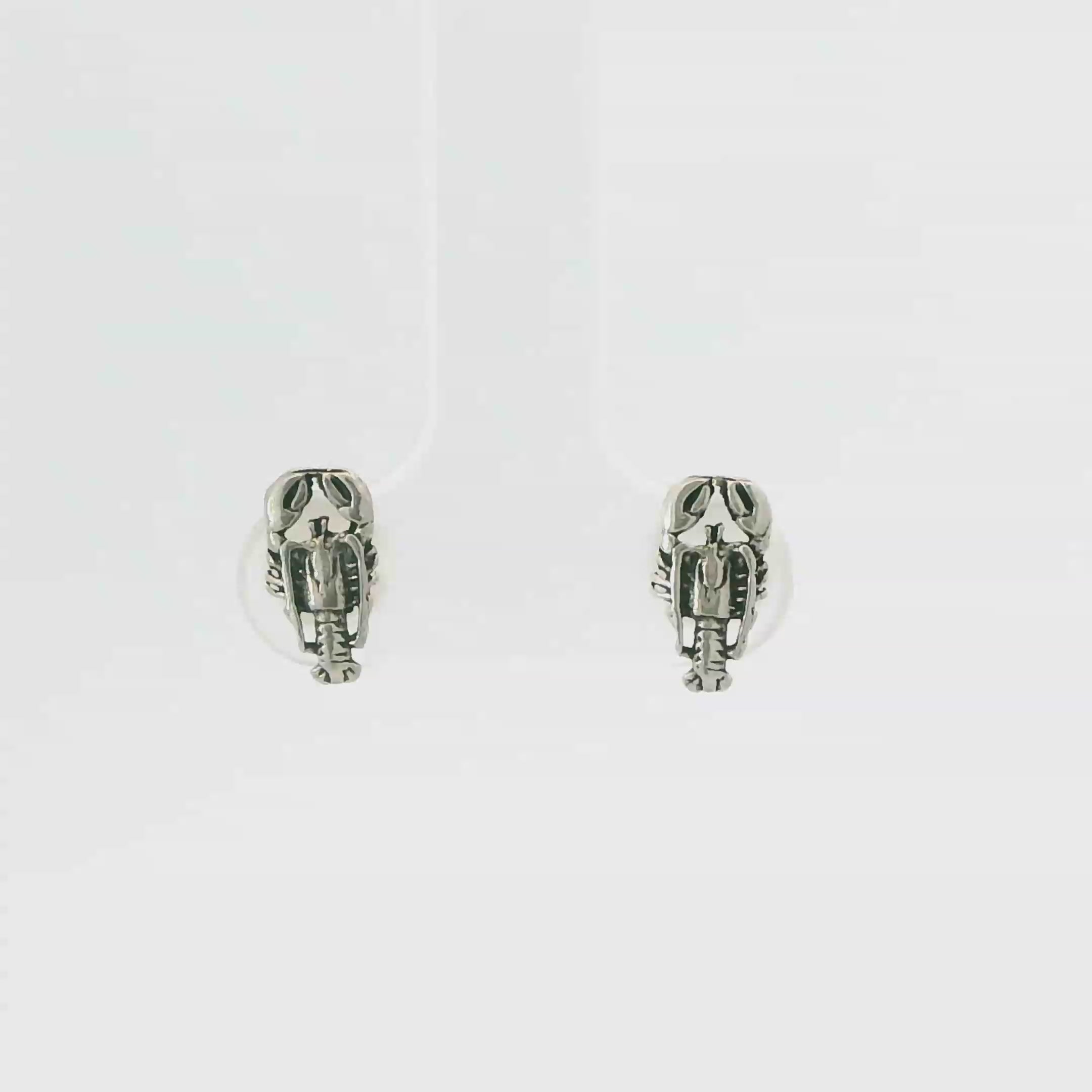 TINY LOBSTER STERLING SILVER EARRINGS