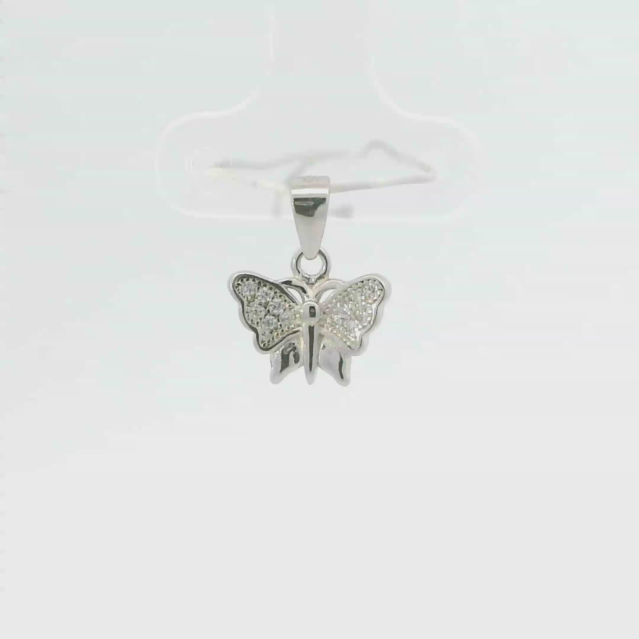 BUTTERFLY WHITE CUBIC ZIRCONIA STERLING SILVER PENDANT