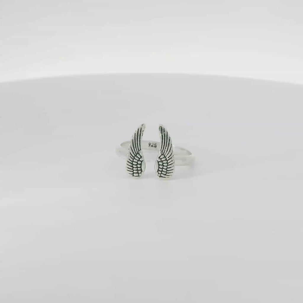 Sterling silver angel wings ring