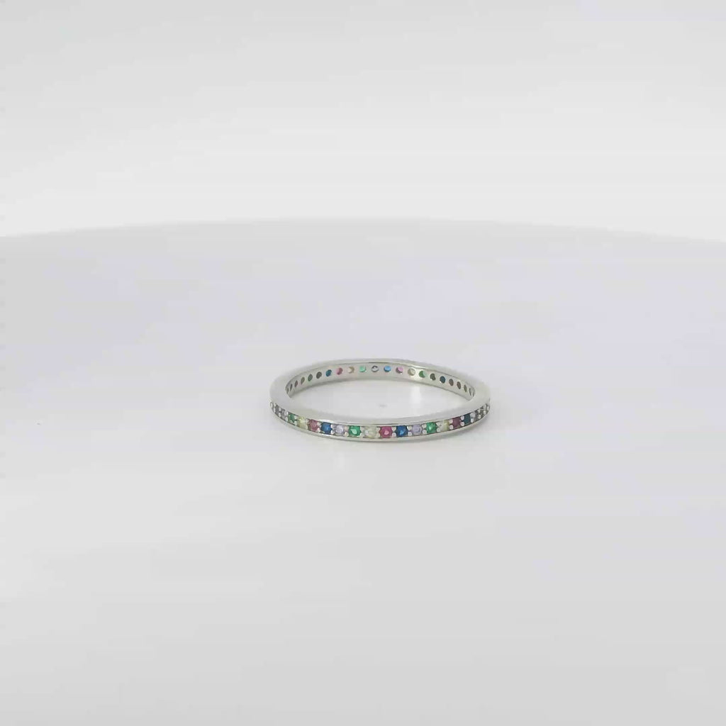 Rainbow Multi Color Cubic Zirconia Ring Band