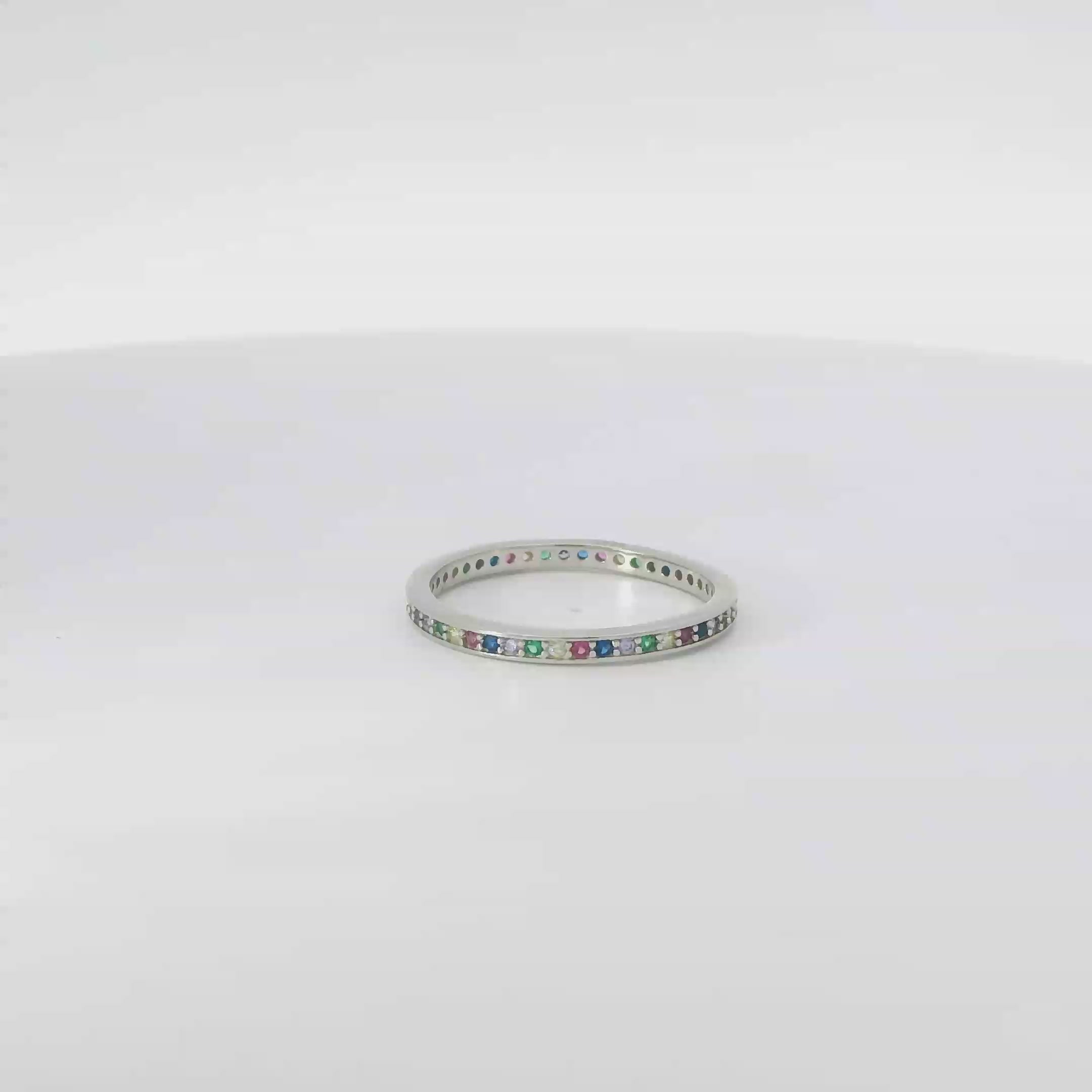 Rainbow Multi Color Cubic Zirconia Ring Band