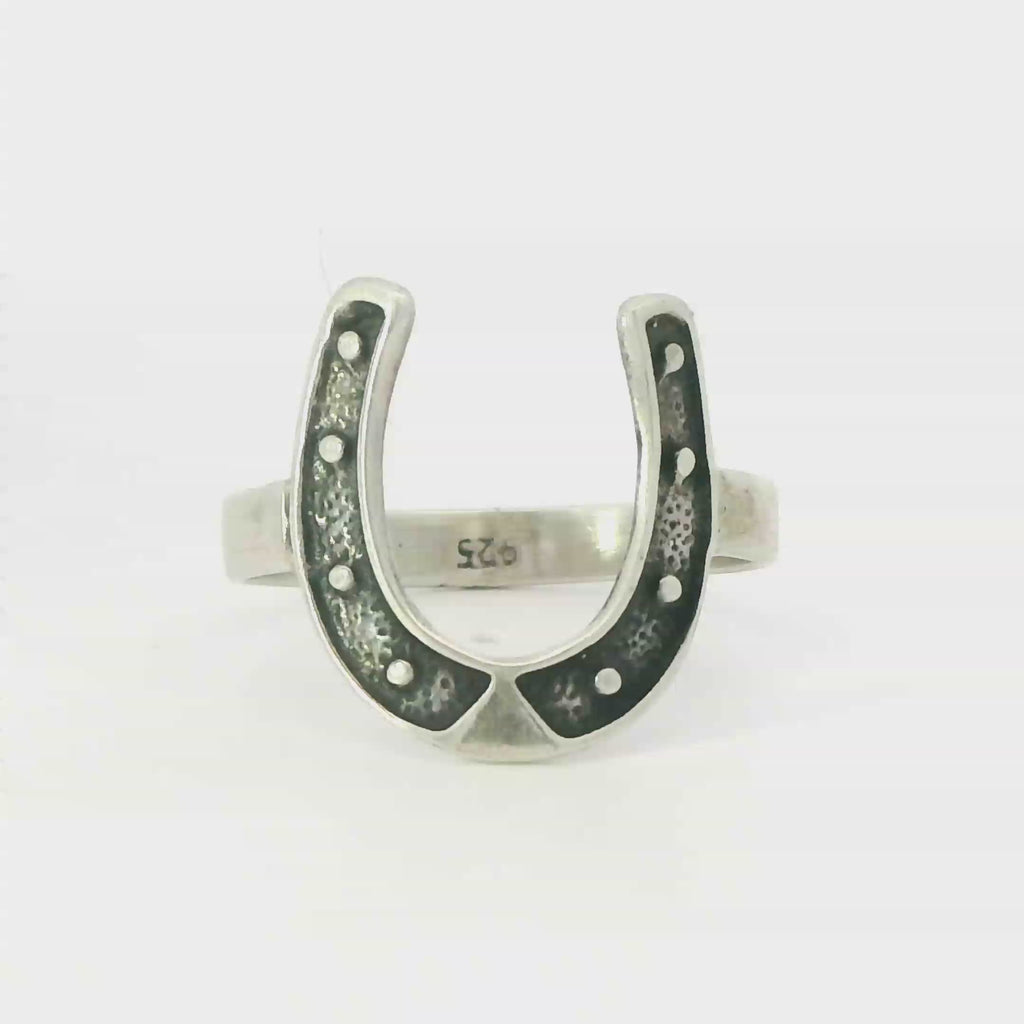 Sterling silver oxidized horsehoe ring